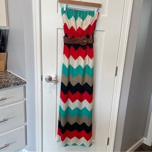 Strapless Maxi Dress with Belt